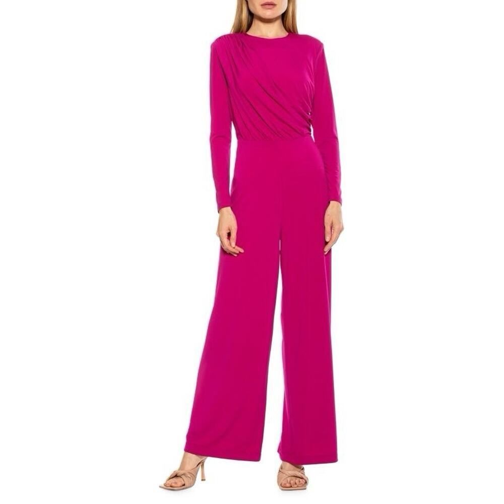ALEXIA ADMOR Women's Draped Wide-Leg Jumpsuit Pink Size Medium